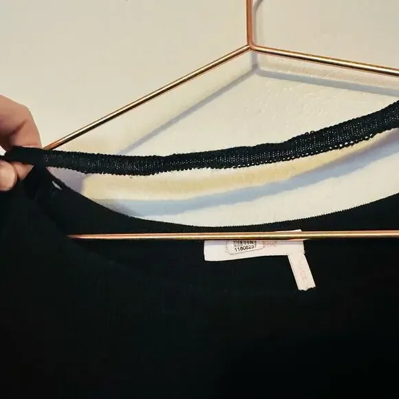 SEE BY CHLOÉ Black Wool Metallic Trim Half Sleeves Knit Midi Dress Size Large - Picture 11 of 15